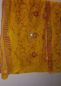 Vibrant Yellow sequins dupatta
