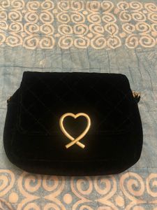 H&M Chic Black Velvet Heart Sling Bag