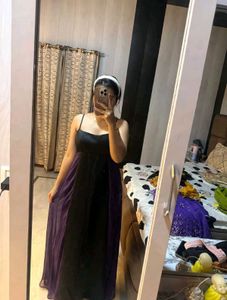 Elegant Black &amp; Purple Maxi Dress 🖤💜