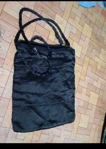Embroidered Black Shoulder Bag