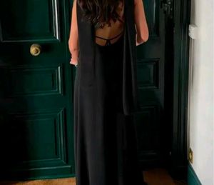 Elegant Black Slip Dress with Lace Trim