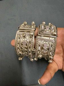 Intricate Silver Tone Ethnic Bangles