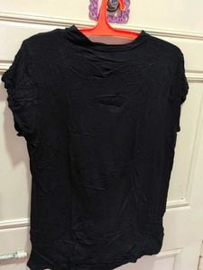 Black Textured Short Sleeve Tshirt