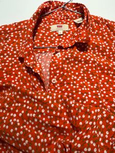 Levis Orange Printed Button-Down Shirt