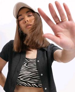 Dark Grey Cropped Polo Shirt