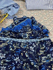 Blue Floral Halter Neck Romper