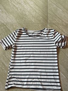 Striped White & Black Tee