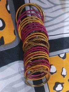 Pink &amp; Yellow Bangle Set