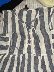 Striped Lace-Up Top