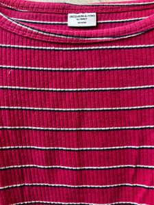 Pink Striped Ribbed Tee