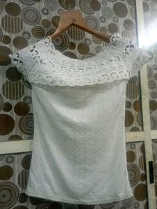 White Lace &amp; Pearl Top