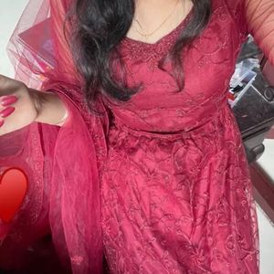 Maroon Embroidered Lehenga Choli Set