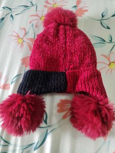 Cozy Knit Beanie Hat with Pom Poms