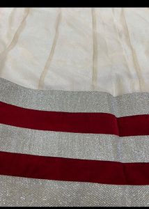 Cream &amp; Red Lehenga Choli