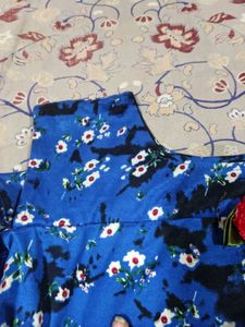 Vibrant Blue Floral Cold Shoulder Top