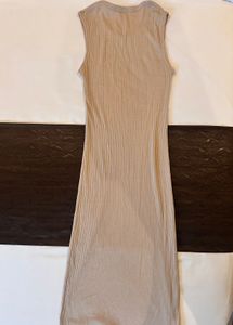 Beige Knit Sleeveless Bodycon Maxi Dress for Women