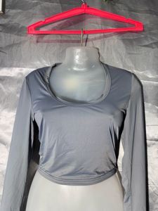 SHEIN Gray Long Sleeve Crop Top