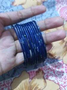 Set Of Navy Blue Earrings And Bangles