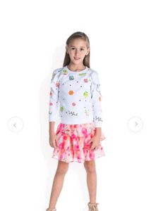 Girls Floral Print Top & Ruffled Skirt Set