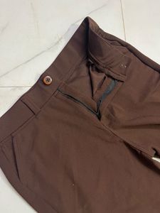 Brown High-Waist Straight Fit Trousers