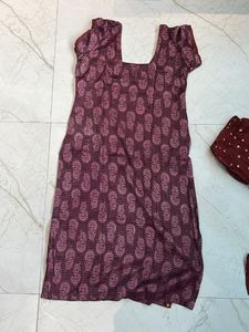 Maroon mirror work Kurta Set with pants