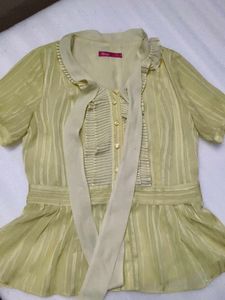 Cute Yellow Striped Peplum Top