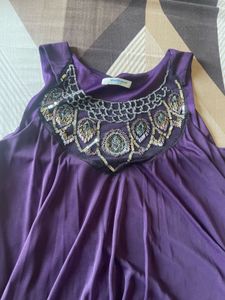 Embellished Purple Tank Top