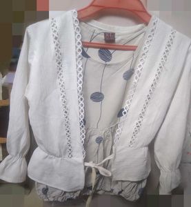 Casual Wear Top With White Koti For Girls