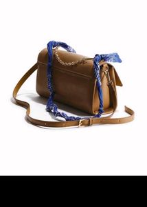 Chic Brown Shoulder Bag with Scarf Accent