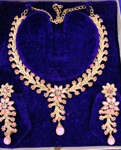 Stunning Pink Stone Necklace & Earring Set