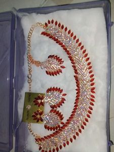 Elegant Red & Crystal Necklace Set