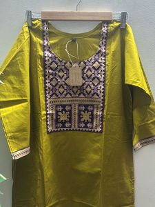 Mustard &amp; Purple Ajrakh - 3 piece Kurta Set