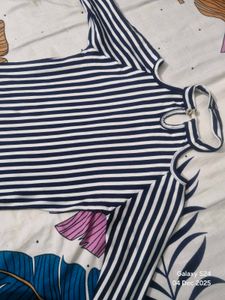 Striped Cold Shoulder Top