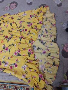 Yellow Floral Ruffle Dress
