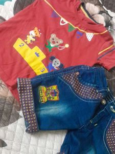 baby boy t-shirt  and denim shorts Set