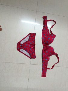 Red Floral Bra & Panty Set