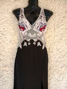 Floral Net Embroidered Dress