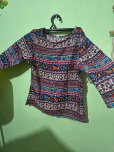 Colorful Boho Striped 3/4 Sleeve Top