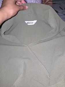 littlebox Olive Green Collared Long Sleeve Top