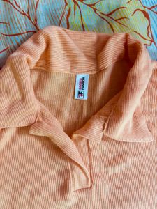 Peach Ribbed Collared crop Top/negotiable
