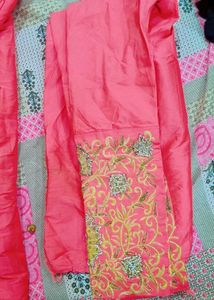 Pink Stone Work Suit With Net Dupatta