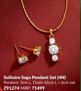 Gold Tone Necklace with CZ Pendant