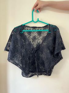 Black Lace Kimono Style Top
