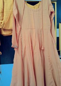 mustard orange Anarkali Suit Set