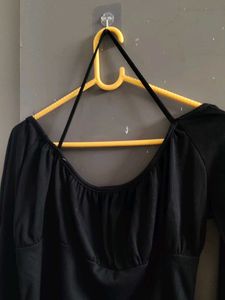 Chic Black Ribbed Off-Shoulder Top