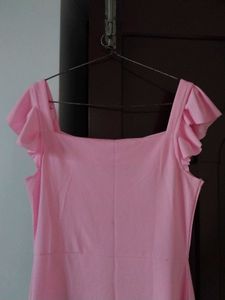 Pink Ruffle Sleeve Mini Dress