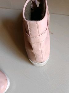 Stylish Pink Lace-Up Wedge Boots