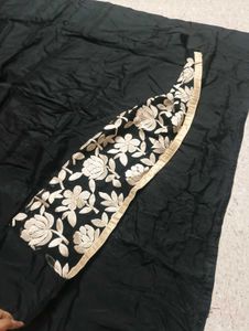 Elegant Black with Floral Border Kurta material
