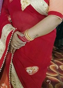 Elegant Red Embroidered Saree