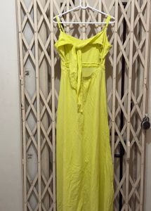 Elegant Yellow Spaghetti Strap Gown